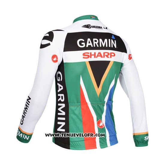 2013 Maillot Ciclismo Garmin Sharp Champion Afrique Du Sud Manches Longues et Cuissard